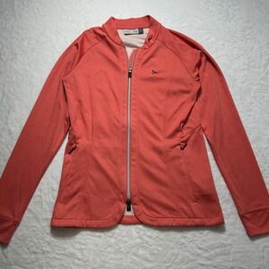 KJUS Golf Jacket Women 36 Small Zip Pockets Orange Performance Athleisure Preppy